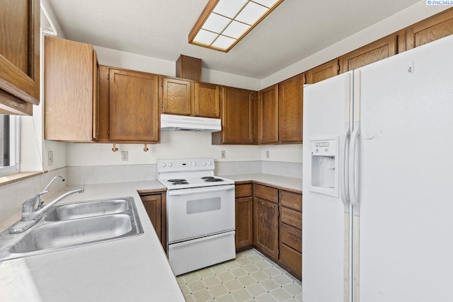 kitchen featuring sink and white appliances