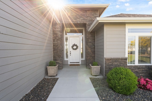 6624 Recurve Rd, Pasco, WA 99301 - doorway to property featuring stone siding