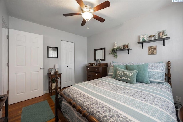 736 E 5th Ave, Kennewick, WA 99336 - bedroom featuring wood finished floors, a closet, and ceiling fan