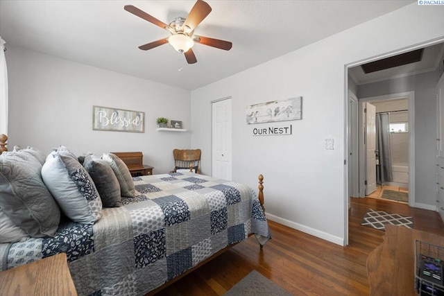 736 E 5th Ave, Kennewick, WA 99336 - bedroom featuring wood finished floors, a closet, and ceiling fan