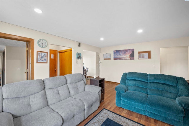 living room with hardwood / wood-style floors