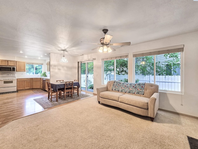 2650 Dornoch Pl, Richland, WA 99354 - living room with baseboards, ceiling fan, and recessed lighting