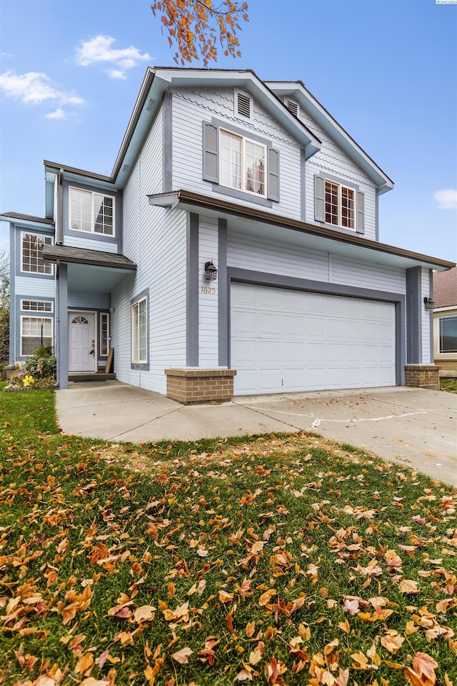 front facade with a garage