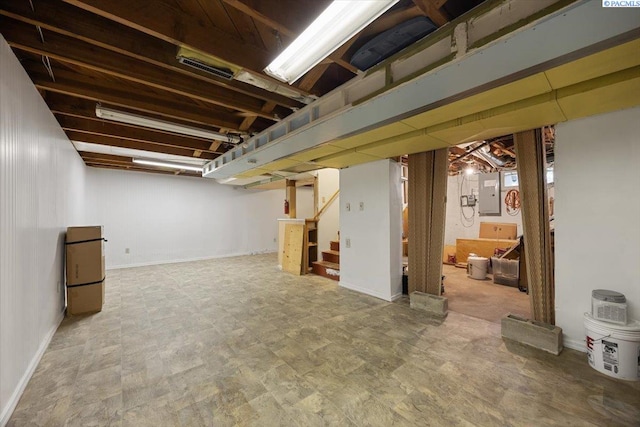 1925 Everest Ave, Richland, WA 99354 - below grade area featuring stairs, electric panel, and baseboards