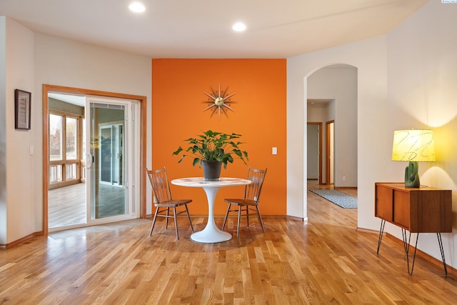 dining room with light hardwood / wood-style flooring