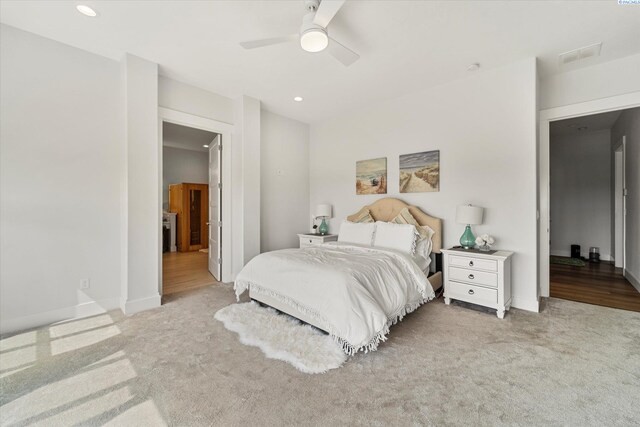 6514 Eagle Crest Dr, Pasco, WA 99301 - bedroom featuring recessed lighting, visible vents, baseboards, and light carpet