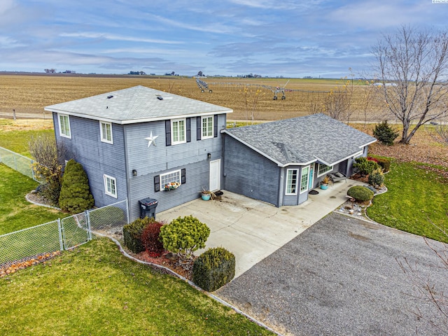 bird's eye view with a rural view