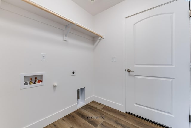 2880 S Osborne St, Kennewick, WA 99338 - laundry room featuring baseboards, laundry area, hookup for an electric dryer, wood finished floors, and hookup for a washing machine