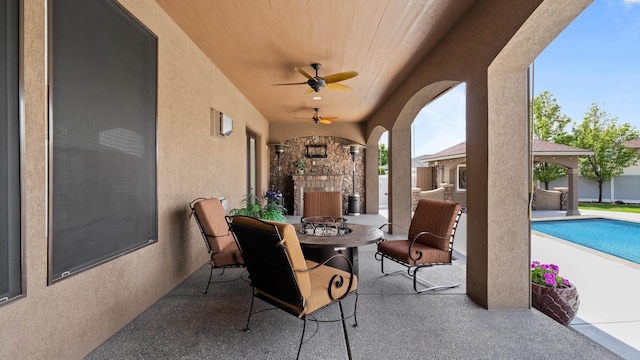 3304 Sorento Ct, Pasco, WA 99301 - view of patio / terrace with an outdoor fire pit and ceiling fan