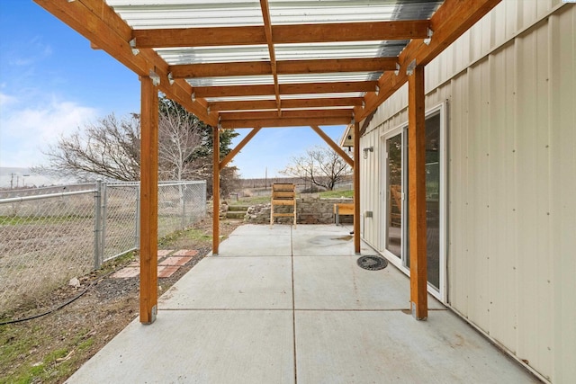 view of patio featuring a pergola