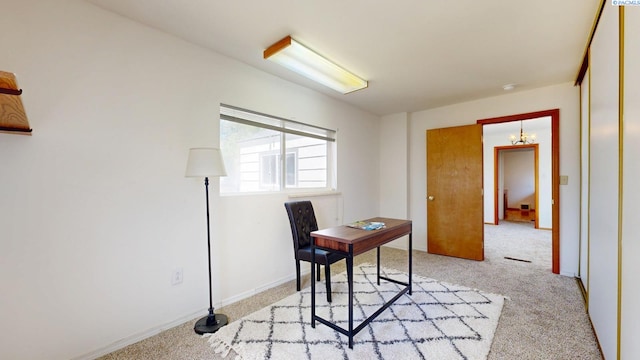 912 S Alder St, Kennewick, WA 99336 - home office featuring light colored carpet and a chandelier