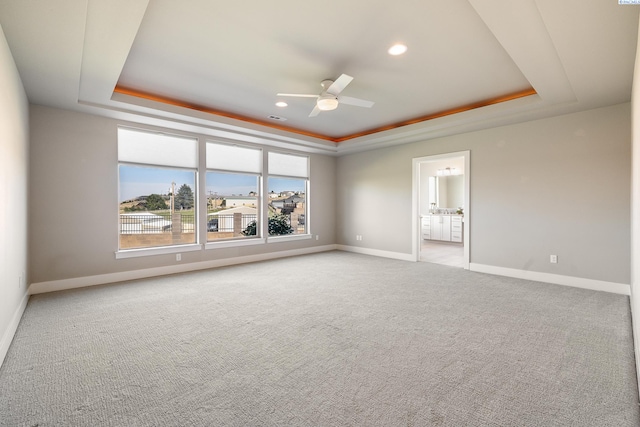 540 Athens Dr, West Richland, WA 99353 - unfurnished room with a raised ceiling, ceiling fan, carpet flooring, and recessed lighting