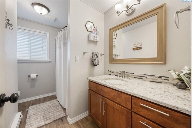 bathroom featuring vanity and wood-type flooring