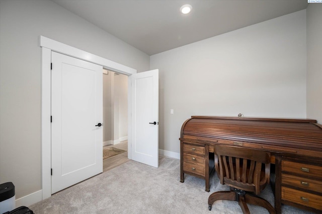 office featuring light colored carpet