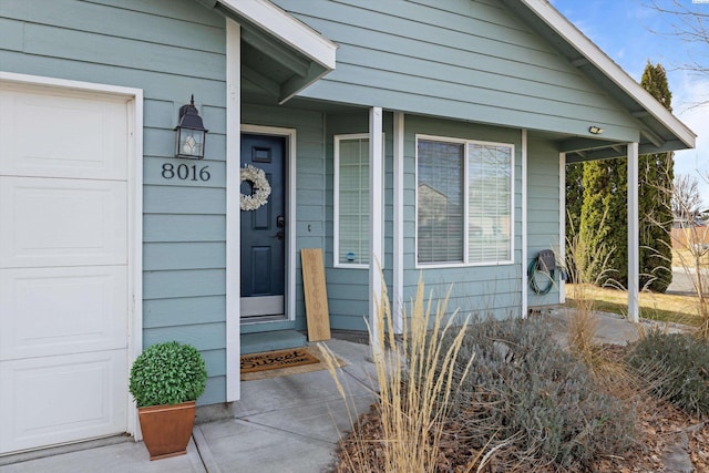 entrance to property with a garage