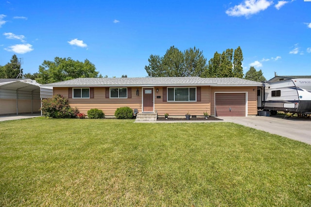 506 W 19th Ave, Kennewick, WA 99337 - single story home featuring an attached garage, a front lawn, concrete driveway, a detached carport, and roof with shingles