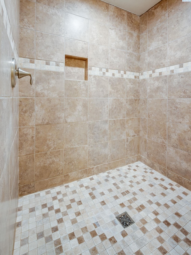 bathroom with a tile shower