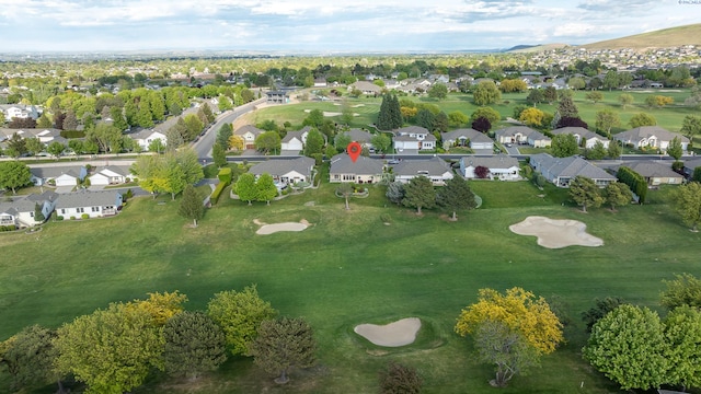 aerial view with a residential view and golf course view