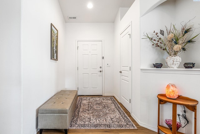 6110 Westport Ln, Pasco, WA 99301 - doorway to outside with wood finished floors and baseboards