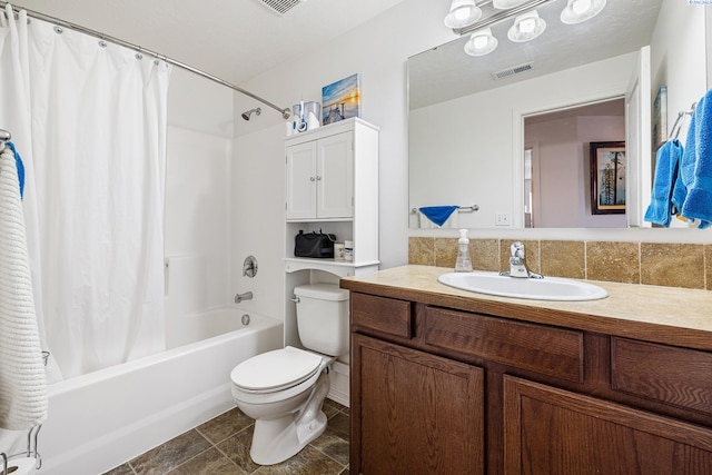 6110 Westport Ln, Pasco, WA 99301 - full bath featuring toilet, shower / bath combo with shower curtain, and vanity