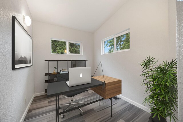 312 Mccabe St, Walla Walla, WA 99362 - office with baseboards, wood finished floors, and a textured wall