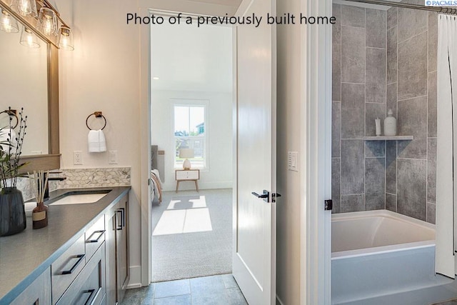 bathroom featuring vanity and tile patterned floors