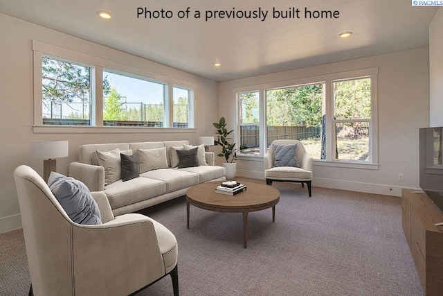 living room with carpet