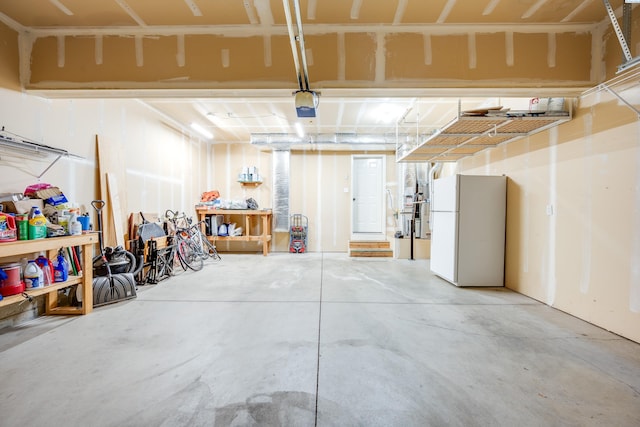 garage featuring white refrigerator