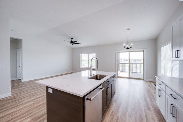 1390 SW Panorama Dr, Pullman, WA 99163 - kitchen featuring a sink, dishwasher, light wood finished floors, and healthy amount of natural light