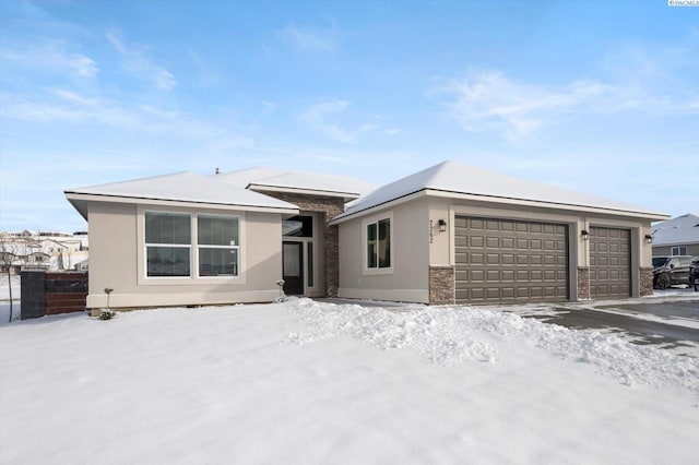 prairie-style house with a garage