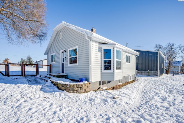 view of snow covered exterior