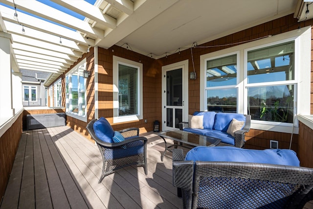 1016 SE Crestlane Dr, College Place, WA 99324 - wooden deck featuring an outdoor living space and a pergola
