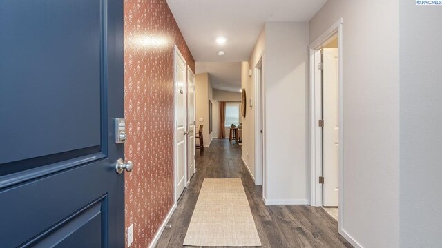 11333 Dunsmuir, Pasco, WA 99301 - corridor with dark wood-style floors and baseboards