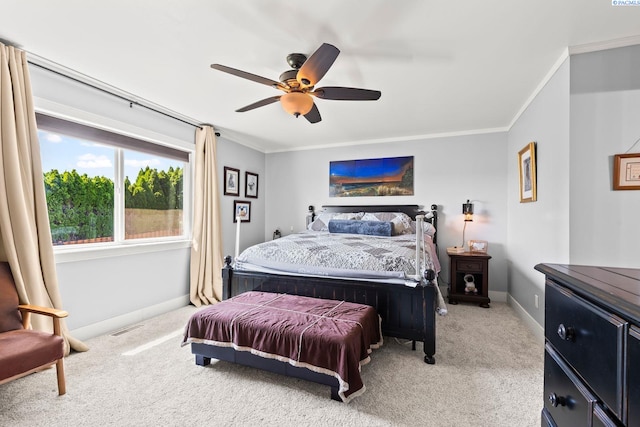 602 N 57th St, Yakima, WA 98901 - bedroom featuring crown molding, carpet floors, and ceiling fan