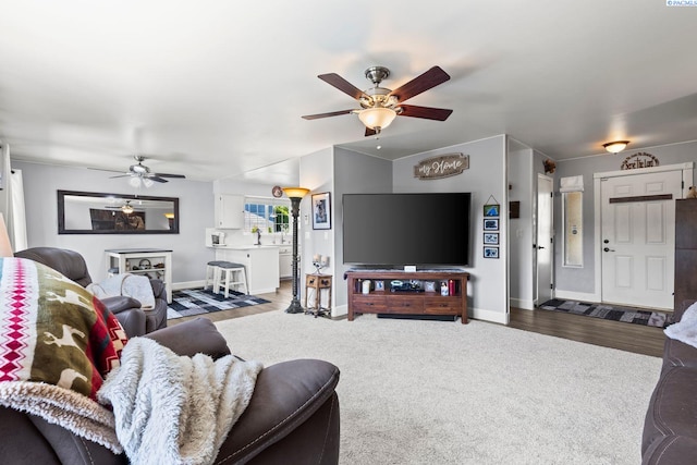602 N 57th St, Yakima, WA 98901 - living room with a ceiling fan and wood finished floors
