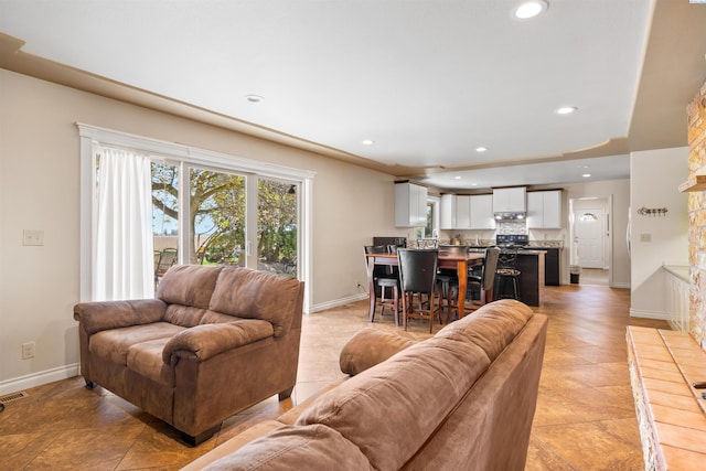 view of tiled living room