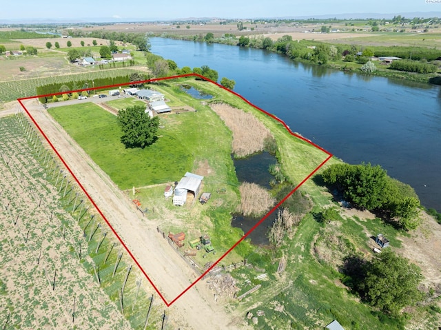 3680 E Euclid Rd, Mabton, WA 98935 - aerial view of sparsely populated area with property parcel outlined and a nearby body of water