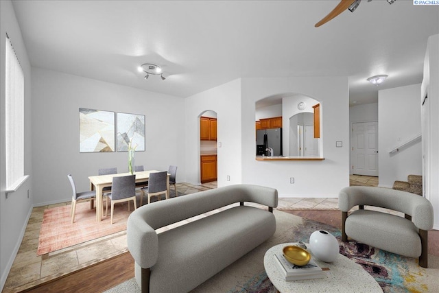 living room featuring sink