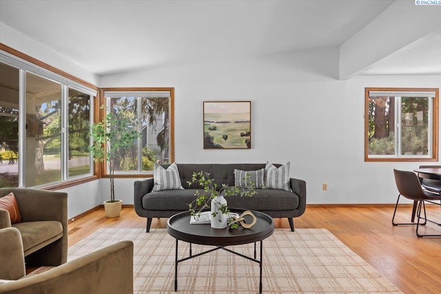7009 W 8th Ave, Kennewick, WA 99336 - living room with healthy amount of natural light, wood finished floors, lofted ceiling, and baseboards