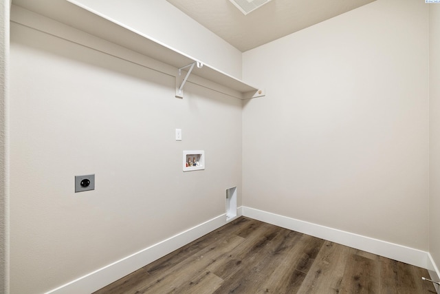 3054 S Quay St, Kennewick, WA 99338 - laundry room with hookup for an electric dryer, washer hookup, and dark wood-style flooring