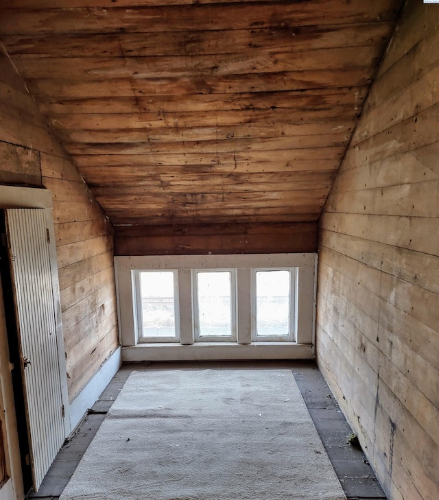 205 E 2nd St, Spangle, WA 99031 - additional living space featuring lofted ceiling, wood ceiling, and wood walls