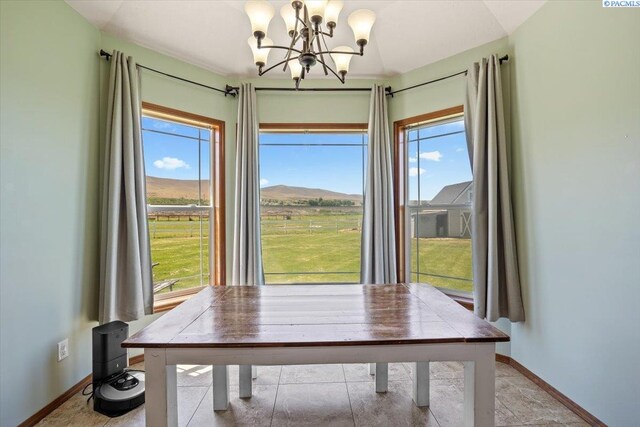 19408 Quail Run Pr SW, Prosser, WA 99350 - unfurnished dining area featuring a chandelier and baseboards