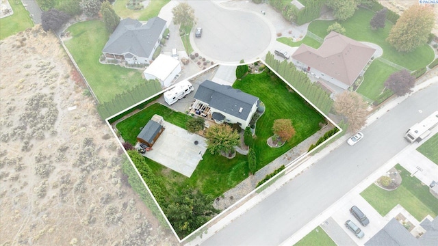 aerial view with a residential view