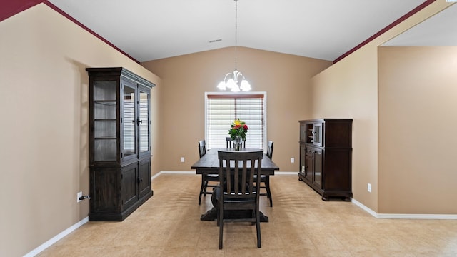 5706 Wrigley Dr, Pasco, WA 99301 - dining space with lofted ceiling, a chandelier, and baseboards