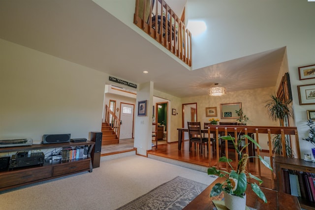 2929 S Ledbetter Pl, Kennewick, WA 99337 - carpeted living room featuring stairway