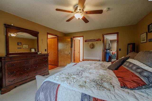 2929 S Ledbetter Pl, Kennewick, WA 99337 - bedroom with light colored carpet, ceiling fan, and a closet
