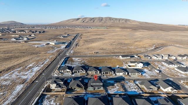 drone / aerial view with a mountain view