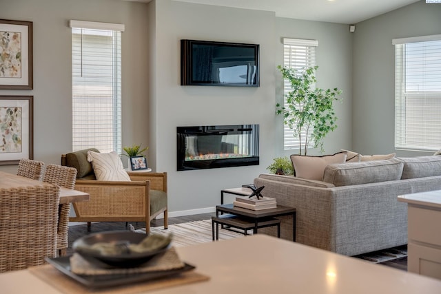 living room featuring plenty of natural light