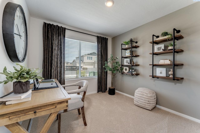 view of carpeted home office