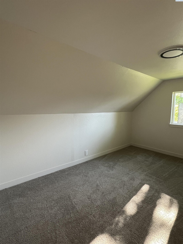 bonus room featuring baseboards, carpet, and vaulted ceiling